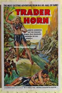d180 TRADER HORN one-sheet movie poster R53 W.S. Van Dyke, Edwina Booth