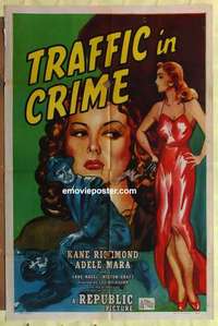 d178 TRAFFIC IN CRIME one-sheet movie poster '46 2 images of Adele Mara!