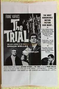 d169 TRIAL one-sheet movie poster '63 Anthony Perkins, Orson Welles