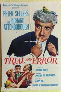 d170 TRIAL & ERROR one-sheet movie poster '62 Sellers, Attenborough