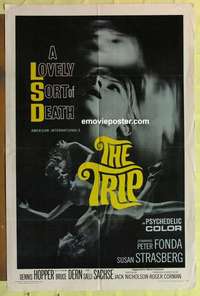 d167 TRIP one-sheet movie poster '67 AIP, Peter Fonda, LSD, wild drugs!