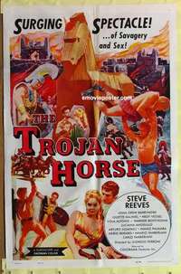 d166 TROJAN HORSE one-sheet movie poster '62 Steve Reeves, Barrymore