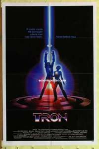 d165 TRON one-sheet movie poster '82 Walt Disney sci-fi, Jeff Bridges