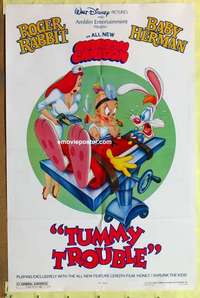 d160 TUMMY TROUBLE one-sheet movie poster '89 Roger & Jessica Rabbit!