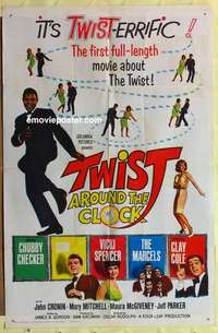 d157 TWIST AROUND THE CLOCK one-sheet movie poster '62 Chubby Checker
