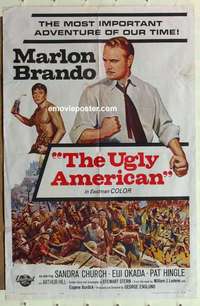 d148 UGLY AMERICAN one-sheet movie poster '63 Marlon Brando, Eiji Okada