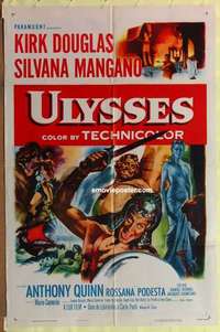 d147 ULYSSES one-sheet movie poster '55 Kirk Douglas, Silvana Mangano