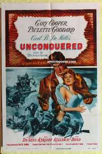 d145 UNCONQUERED one-sheet movie poster R55 Gary Cooper, Goddard
