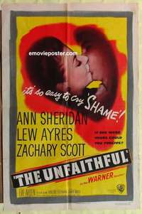 d141 UNFAITHFUL one-sheet movie poster '47 shameless sexy Ann Sheridan!
