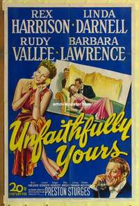 d140 UNFAITHFULLY YOURS one-sheet movie poster '48 Preston Sturges