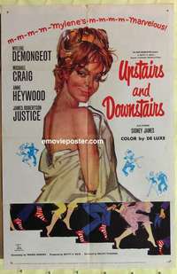 d133 UPSTAIRS & DOWNSTAIRS one-sheet movie poster '60 sexy Mylene Demongeot