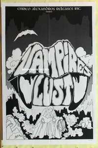 d129 VAMPIRES LUST one-sheet movie poster '69 great sexy horror artwork!
