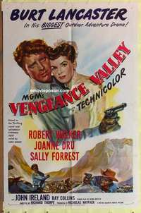 d126 VENGEANCE VALLEY one-sheet movie poster '51 Burt Lancaster, Dru