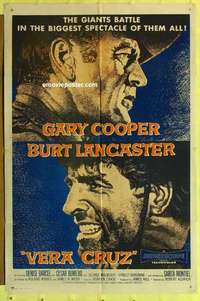 d125 VERA CRUZ one-sheet movie poster R60s Gary Cooper, Burt Lancaster