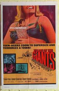 d115 VILLAGE OF THE GIANTS one-sheet movie poster '65 great sci-fi image!