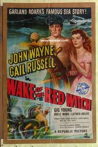d111 WAKE OF THE RED WITCH one-sheet movie poster '49 John Wayne, Russell