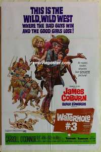 d099 WATERHOLE #3 one-sheet movie poster '67 James Coburn, Jack Davis art!