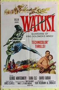 d096 WATUSI one-sheet movie poster '59 Guardians of King Solomon's Mines!