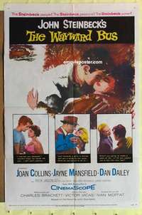 d093 WAYWARD BUS one-sheet movie poster '57 Jayne Mansfield, Steinbeck