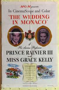 d090 WEDDING IN MONACO one-sheet movie poster '56 Miss Grace Kelly!