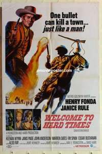 d089 WELCOME TO HARD TIMES one-sheet movie poster '67 Henry Fonda western!