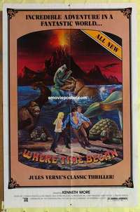 d069 WHERE TIME BEGAN one-sheet movie poster '76 cool sci-fi dinosaur art!