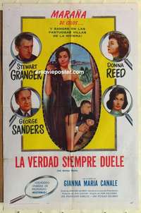 d058 WHOLE TRUTH Spanish/U.S. one-sheet movie poster '58 murder on the rocks!