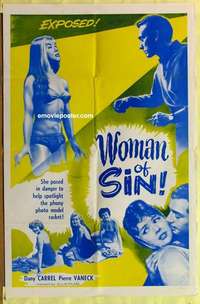 d052 WHY WOMEN SIN one-sheet movie poster '58 Dany Carrel, French sex!