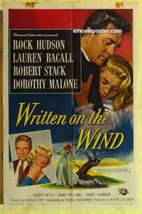 d021 WRITTEN ON THE WIND one-sheet movie poster '56 Rock Hudson, Bacall