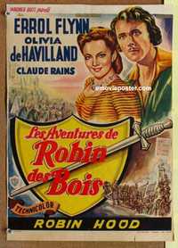 f004 ADVENTURES OF ROBIN HOOD Belgian movie poster R50s Errol Flynn