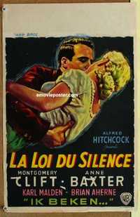 f036 I CONFESS Belgian movie poster '53 Alfred Hitchcock, Monty Clift
