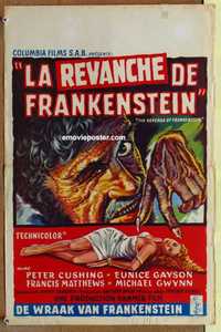 f054 REVENGE OF FRANKENSTEIN Belgian movie poster '58 Peter Cushing
