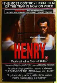 f087 HENRY PORTRAIT OF A SERIAL KILLER video British double crown movie poster '86