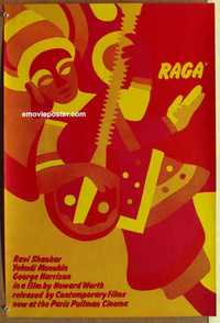 f094 RAGA British double crown movie poster '71 Ravi Shankar concert!