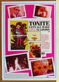 f081 TONITE LET'S ALL MAKE LOVE IN LONDON 20x28 commercial poster '90s Caine, London, psychedelic!