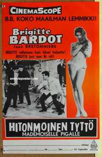 f148 THAT NAUGHTY GIRL Finnish movie poster '56 sexy Brigitte Bardot!