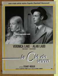 f162 GLASS KEY French 15x20 movie poster R80s Ladd, Veronica Lake