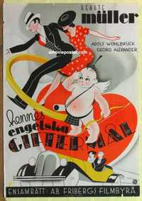f281 DIE ENGLISCHE HEIRAT Swedish movie poster '34 great Cupid art!