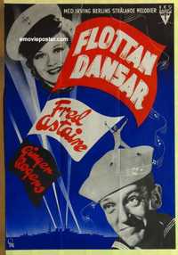 f286 FOLLOW THE FLEET Swedish movie poster R40s Astaire & Rogers!