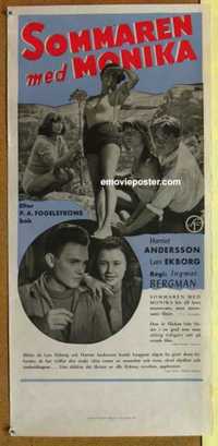 f272 SUMMER WITH MONIKA Swedish insert movie poster R63 Ingmar Bergman