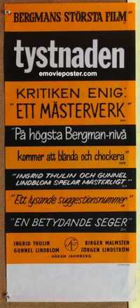 f270 SILENCE Swedish insert movie poster '63 Ingmar Bergman