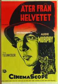 f314 TO HELL & BACK Swedish movie poster R63 Audie Murphy bio!