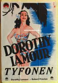 f317 TYPHOON Swedish movie poster '40 Dorothy Lamour, Aberg art!