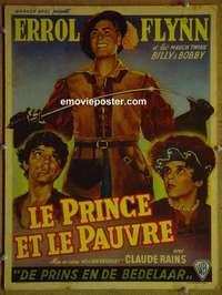 g263 PRINCE & THE PAUPER Belgian movie poster R50s Mauch Twins, Flynn