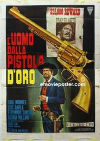 g350 MAN WITH THE GOLDEN PISTOL Italian two-panel movie poster '66 Carl Mohner