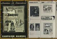 h030 AMAZING TRANSPARENT MAN movie pressbook '59 invisible & deadly!