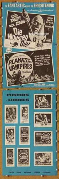 h204 DIE MONSTER DIE/PLANET OF THE VAMPIRES movie pressbook '65