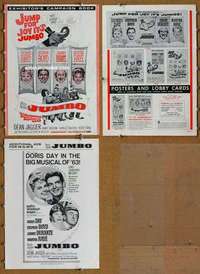 h423 JUMBO movie pressbook '62 Doris Day, Jimmy Durante, circus!