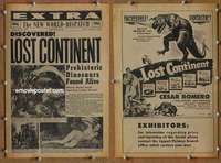 h462 LOST CONTINENT movie pressbook '51 great dinosaur image!