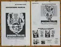 h613 PSYCHIC KILLER movie pressbook '75 Julie Adams, Tanenbaum art!